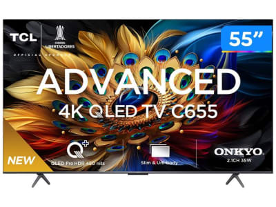 Smart TV TCL 55'' QLED UHD 4K Google TV Dolby Vision Atmos Chumbo 55C655