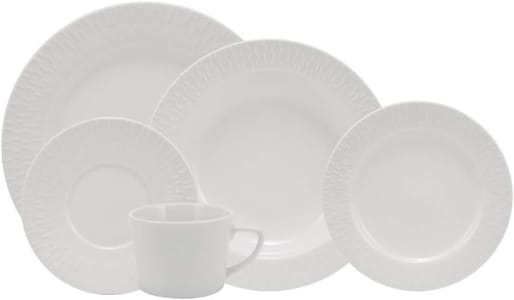 Serviço de Jantar E Chá 30 Pçs Em Porcelana Modelo Redondo Com Relevo Aspen - Porcelana Schmidt (Branco)