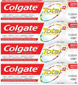 4 Unidades de Creme Dental Colgate Total 12 Clean Mint 90g cada