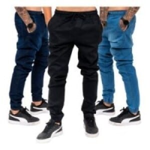 Kit 3 Calças Jogger Masculina Jeans Com Punho Elastico