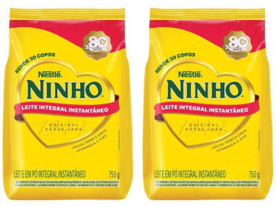 2 Unidades Sachê Leite em Pó Integral Instantâneo Nestlé Ninho - 750g