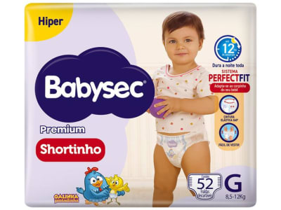 Fralda Shortinho BabySec Premium Galinha - Pintadinha G 8,5 a 12kg 52 Unidades