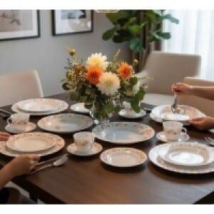Aparelho De Jantar E Chácafé 20 Peças Vidro Opaline Branco