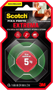 Fita Dupla Face Fixação Extrema Scotch 3M Fixa Forte 24mm x 2m