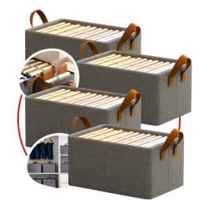 Kit com 4 Caixas Organizadora De Guarda Roupa Cesto Gaveta Dobrável