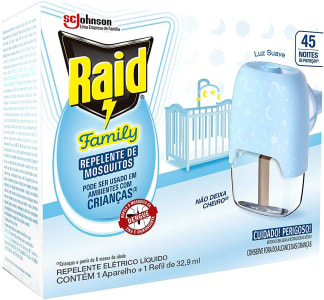 Repelente Líquido Elétrico Raid Kids 45 noites aparelho + refil 32.9ml