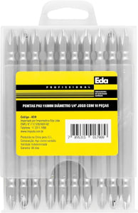 Eda Profissional Pontas Duplas Phillips Ph2 110 Mm Cromo Vanádio Jogo Com 10 Peças Eda