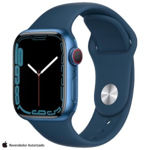 Apple Watch Series 7 (GPS + Cellular, 45mm) - Caixa de Alumínio Azul - Pulseira Esportiva Azul-Abiss...