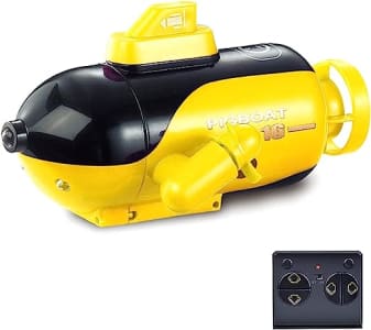 HUIOP Mini submarino de controle remoto, brinquedo de controle remoto de 4 canais para frente/mergulho, para trás/superfície, curva à esquerda, curva 