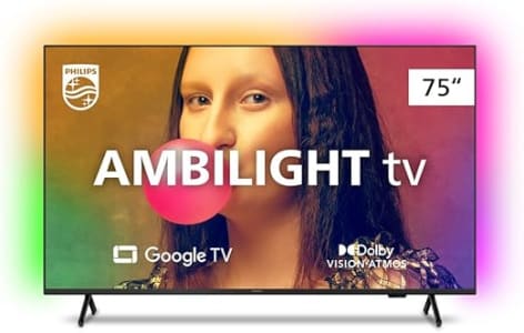 Smart TV Philips Ambilight 75" 4K 75PUG7908/78, Google TV, Comando de Voz, Dolby Vision/Atmos, VRR/ALLM, Bluetooth