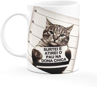 Caneca Personalizada com Frase e Gatinho Toda Branca - Mantovani Personalizados