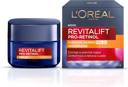 L'Oréal Paris Creme Facial Antirrugas Revitalift Pro Retinol Cuidado Diurno FPS20, 49g