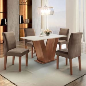 Mesa de Jantar com 4 Cadeiras Tampo MDF Espanha Yescasa