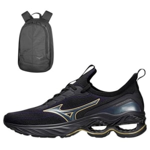 Kit 1 Tênis Mizuno Wave Invictus 4 e 1 Mochila Fun New - Preto