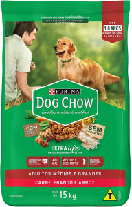 Nestlé Purina Dog Chow Ração Seca Para Cães Adultos Frango e Arroz 15Kg