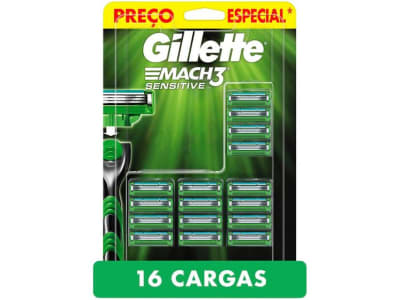 Carga para Aparelho de Barbear Gillette - Mach3 Sensitive 16 Cargas - Lâmina e Carga para Aparelho de Barbear - Magazine OfertaespertaLogo LuLogo Magalu