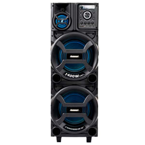 Caixa de Som Amplificada Amvox 1400W RMS Bluetooth USB ACA 1402 Titan Preto Bivolt