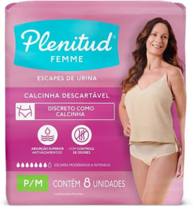 Plenitud Roupa Íntima Active Mulher, 8 unidades - P/M