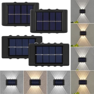 Kit 4x Arandela Solar 2 Focos Parede Slim 10 Fachos Led Externa Branco Quente Frio (Amarelo)