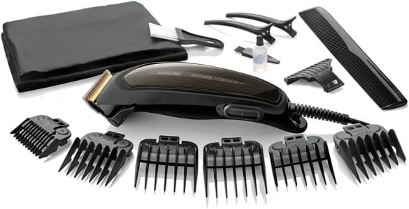 Cortador De Cabelo Mallory Mithos Titanium 6,5W, Com 13 Acessórios, Lâminas De Titânio