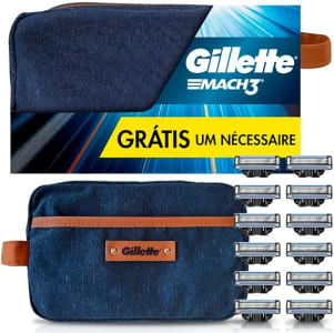 Gillette 1 Kit Mach3, Carga para Aparelho 12 Uds + 1 Nécessaire