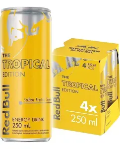 4 Packs — Energético Red Bull Frutas Tropicais 250ml - 4 Unidades (Total 16 unidades)