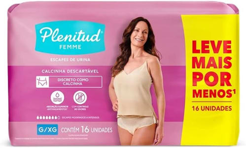 Plenitud Roupa Íntima Active Mulher, 16 unidades - G/XG - Leve 16 Pague 15