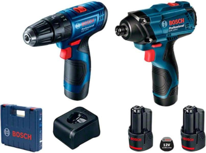 Bosch Kit Parafusadeira Furadeira Gsb 120-Li E Chave De Impacto Gdr 120-Li 12V Com 1 Carregador 2 Baterias E 1 Maleta