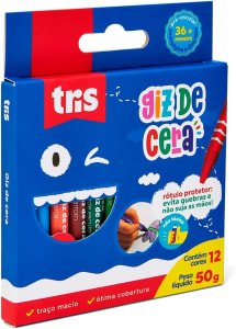 Giz De Cera Fino - 12 Cores - Tris, Multicor