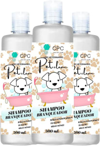 Shampoo Pet Branqueador para Cães e Gatos 500ml - Kit com 3