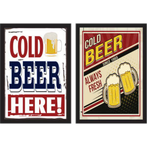 Conjunto de Quadros Kapos Cold Beer 22x32cm sem Vidro - 2 Peças 