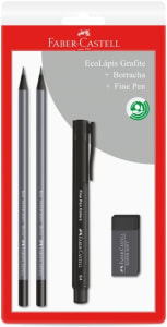 Kit Blister Suppersoft Black, 2 Lápis Grafite Supersoft, 1 Fine Pen Preta, 1 Borracha Supersoft