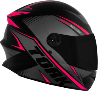 Capacete Moto R8 Pro Tork 56 Viseira Fume Preto/ Rosa