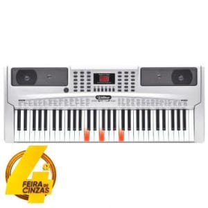 Teclado Musical KEP-61F Keypro Flash Cinza Waldman,61 Teclas,200 Timbres, 6 Percussões, Display Digital, Acompanha Fonte e Estante para Partitura