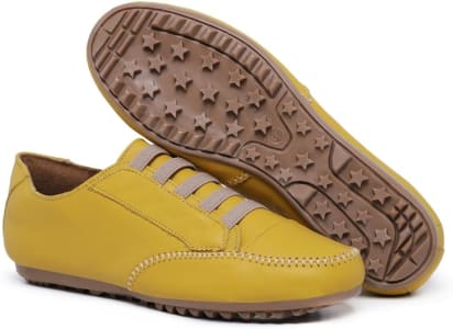 Mocatênis Couro Amarelo Feminino