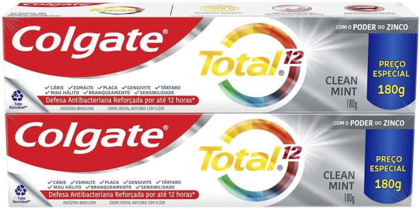 Kit Creme Dental Colgate Total 12 Clean Mint 180g - 2 Unidades