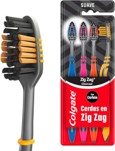 Escova Dental Colgate ZigZag Carvão 4 Unidades