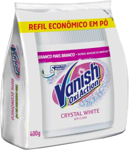 Vanish Tira Manchas Em Pó Crystal White Oxi Action 400G Para Roupas Brancas Refil Econômico