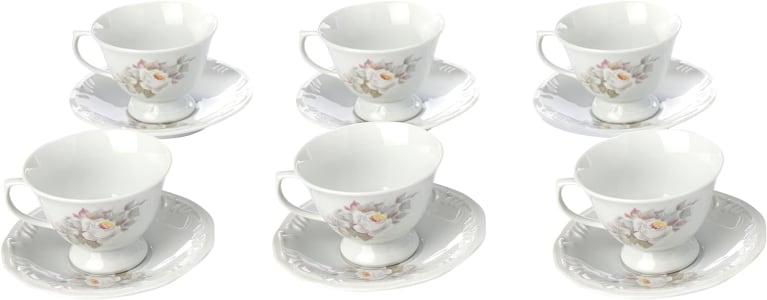 Conjunto de Xícaras Chá Porcelana Schmidt Eterna com 6 Peças
