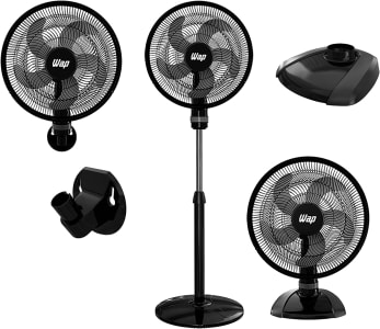 Ventilador de Coluna, Parede e Mesa WAP Rajada TURBO W130 3 EM 1 Preto 130W 50CM 220V