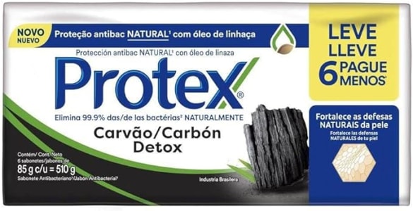 Sabonete em Barra Protex Carvão Detox 6 unid Promo Leve Mais Pague Menos