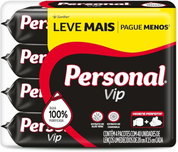 Personal Kit Promopack Lenço Umedecido Vip - 4 pacotes com 40 unidades em cada