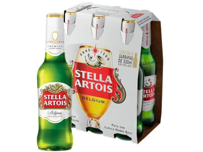 Cerveja Stella Artois Puro Malte - Premium American Lager 6 Unidades Long Neck 330ml - Cerveja
