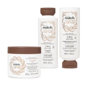 Combo Match Ciência das Curvas: Shampoo 300ml + Condicionador E Leave-In 300ml + Máscara Capilar Hidratante Crespos 350g