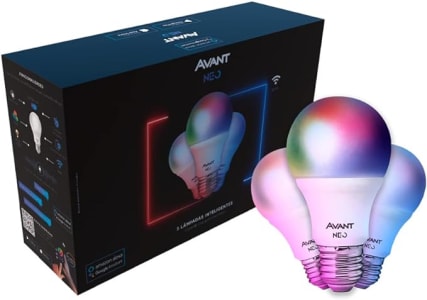 KIT 3 Lâmpadas Inteligentes LED Smart WI-FI compatível com Alexa, linha NEO, 10W, RGB, Luz branca e amarela (2700K-6500K), Bivolt, Avant, 290048175