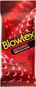 3 Pacotes de Blowtex Preservativo Morango Com 6 Unidades Vermelho