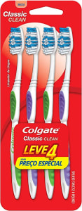 2 Pacotes - Escova Dental Colgate Classic Clean Macia - 4 Unidades Cada