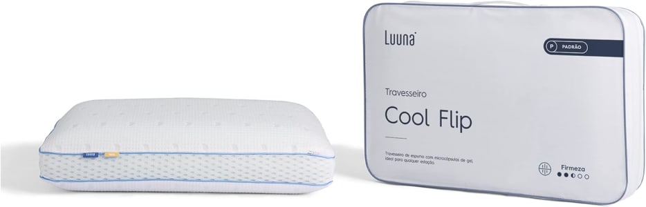 Travesseiro Luuna Cool Flip de Espuma Viscoelástica de Gel, Termoregulável, Antialérgico, Antiácaro, 60 x 40cm