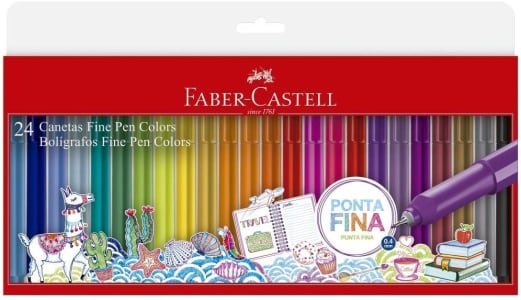 Caneta Ponta Fina, Faber-Castell, Fine Pen, FPB/ES24ZF, 24 Cores, Multicor