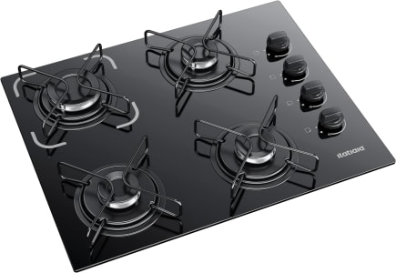 Cooktop 4 Bocas Itatiaia Essencial com Mesa de Vidro Temperado e Acendimento Automático Preto Bivolt